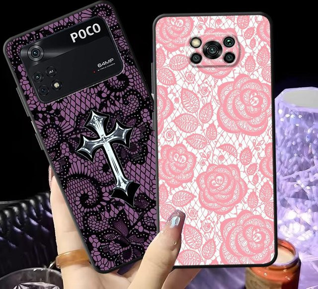 Handyhülle mit Spitzenblumen-Design für Xiaomi Poco F8 F1 X3 X4 X5 X7 Pro M5 F3 C61 M3 M4 M7 Pro C50 C75 C71 - Bild 1