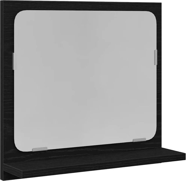 vidaXL Badspiegel in Schwarz und Eichen-Optik, Wandmontage, B/T/H: 40 x 10,5 x 37 cm - Bild 1