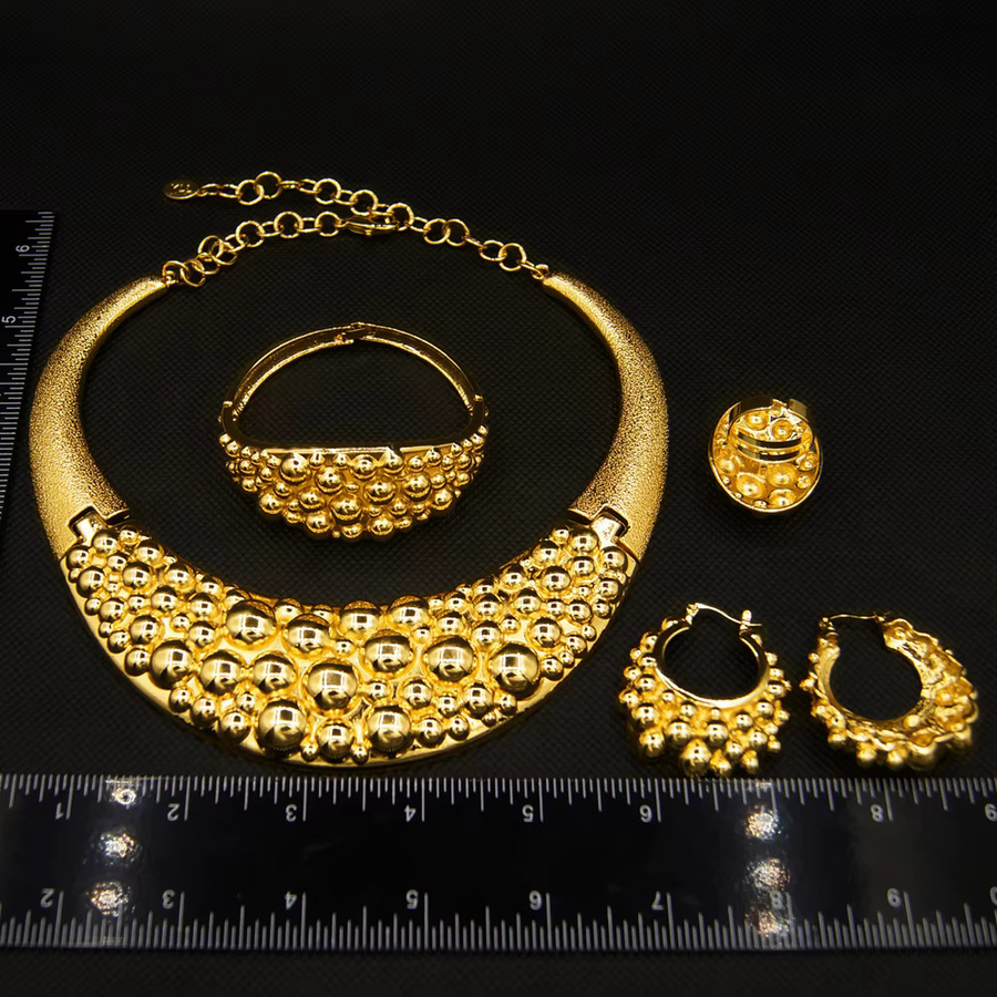 SYHOL Schmuckset, Halskette, Ohrringe, Armband, Gold, Damen - Bild 3