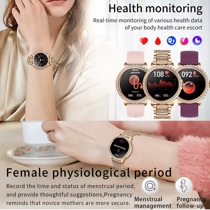 ChiBear Smartwatch für Frauen in Gold mit HD-Bildschirm, Herzfrequenzmessung und Sprachanruf-Funktion für Android und iOS - Bild 4