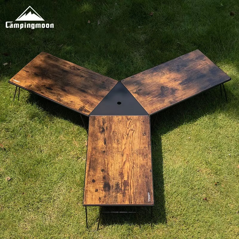 CAMPINGMOON T-2357BK Klappbarer Outdoor-Netztisch aus Aluminiumlegierung in Schwarz, Dreieckige Erweiterungsplatte für Camping und Outdoor - Bild 2