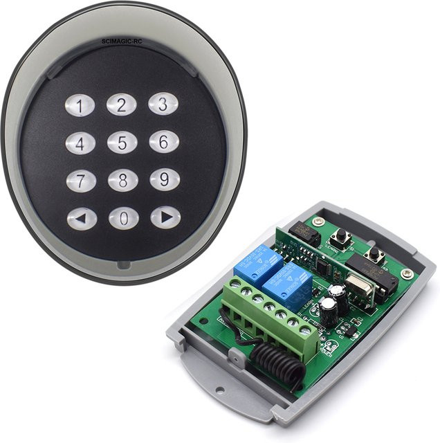 Scimagic-RC Drahtloses Tastatur-Kit mit Empfänger 433,92 MHz für Türschlösser und Garagentoröffner, Schwarz - Bild 1