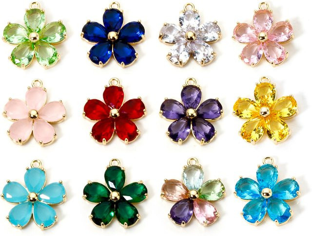 DoreenBeads Blumen-Charms, Messing, 18 Karat vergoldet, Gold, 21 mm x 18,5 mm - Bild 1