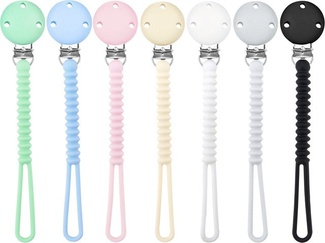 Muslin Life Baby Schnuller Clip aus Silikon in Grau und Multicolour - Bild 1