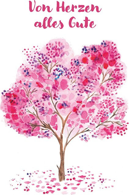 6er Set Geburtstagskarten Von Herzen alles Gute von Butzon und Bercker in Weiß und Pink - Bild 1