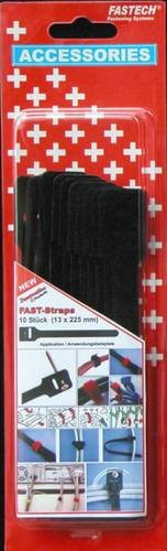 FASTECH 894-008 Klettkabelbinder zum Anschrauben mit Haft- und Flauschteil, Schwarz, 10 Stück, Länge: 225 mm, Breite: 13 mm - Bild 1