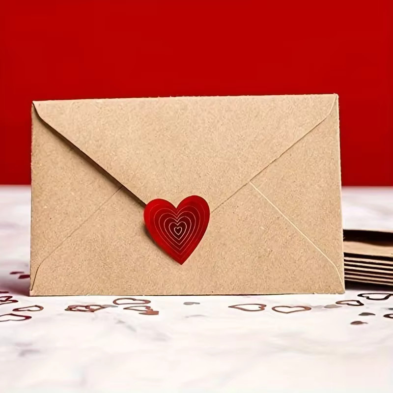 Romantische herzförmige Aufkleber in Gold und Rot für Valentinstagsgeschenke und Party-Dekoration aus Papier, 1 Rolle - Bild 2