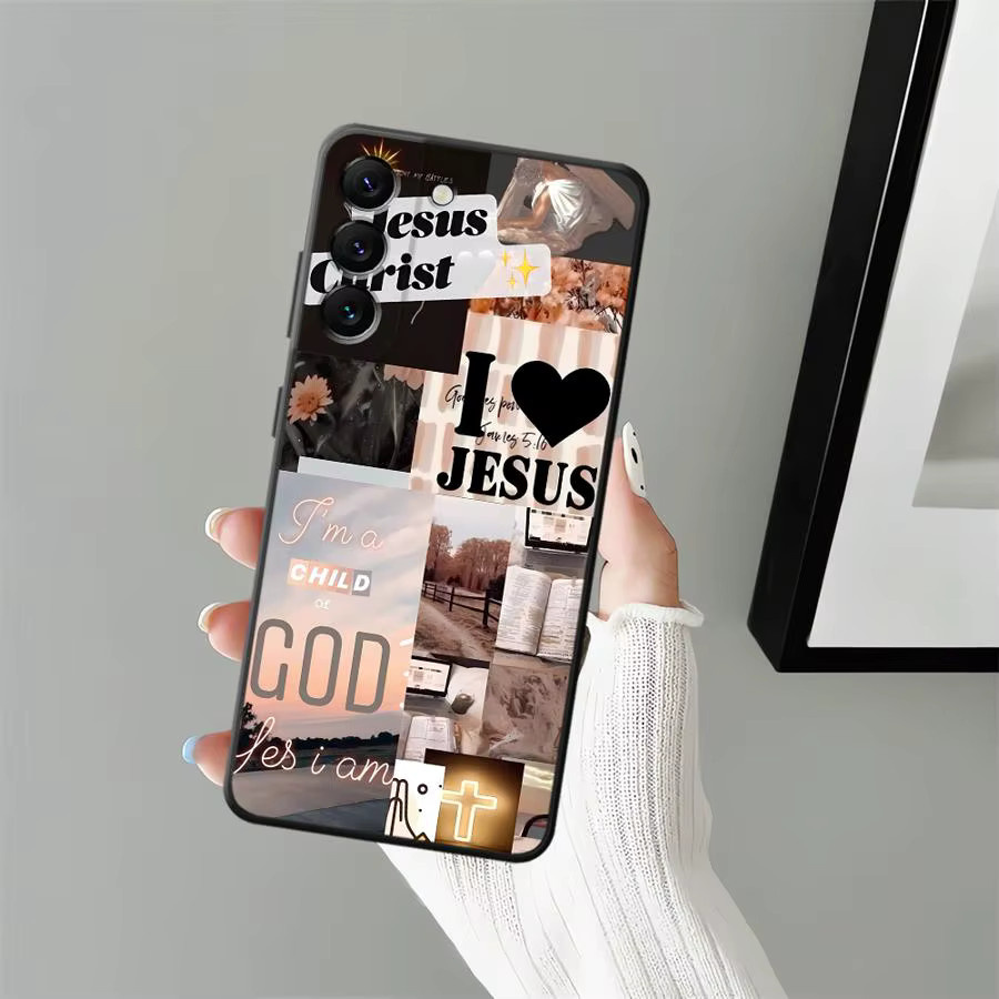 Weiche Handyhülle mit Jesus-Collage-Muster für Samsung Galaxy Android Smartphones, Mehrfarbig - Bild 4