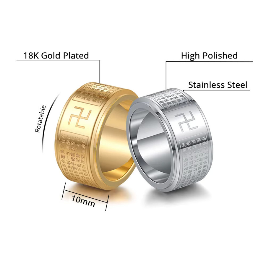 Fidget Spinner Ring, Edelstahl, Gold, Herren - Bild 2