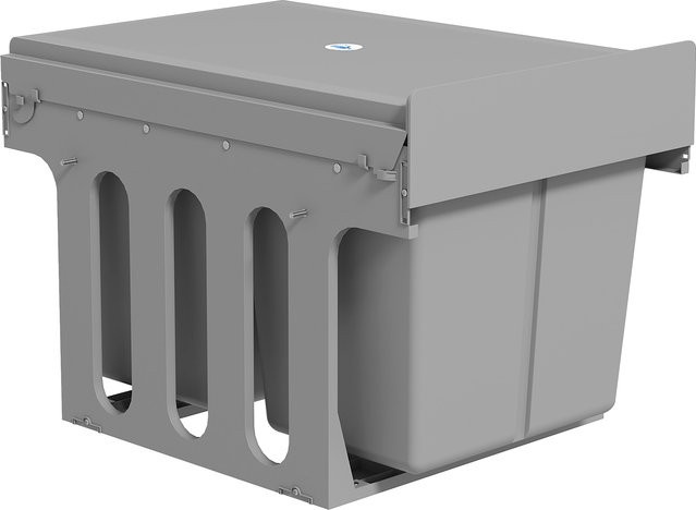 HOMCOM Unterschrank-Mülleimer Hellgrau mit 2 herausnehmbaren Recyclingbehältern und 30 l Gesamtkapazität - Bild 1