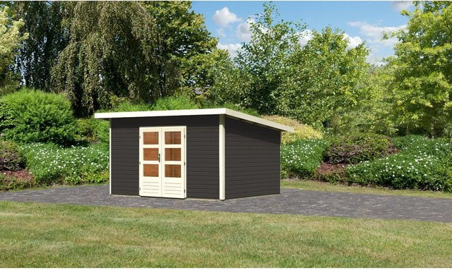 Karibu Holz-Gartenhaus Karlskoga Pultdach in Terragrau mit modernem Design, B/T: 365 x 305 cm - Bild 1