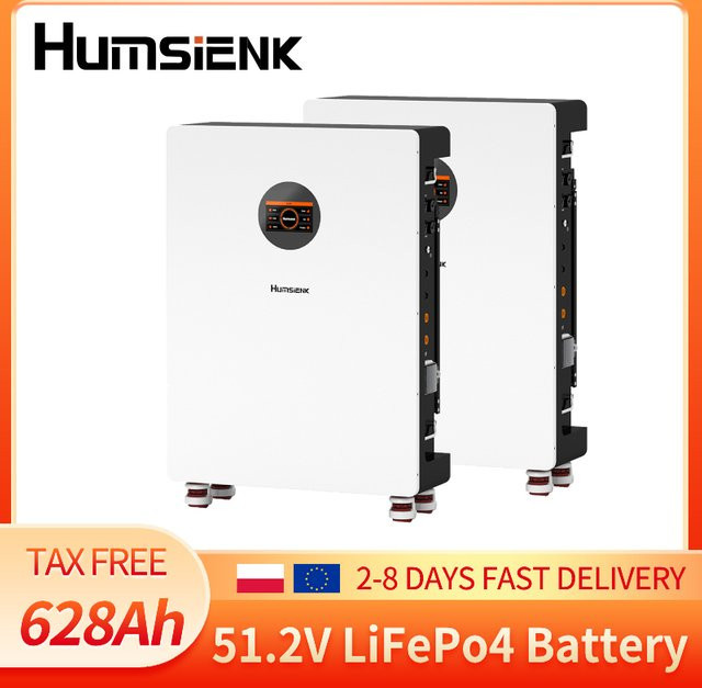 Humsienk LiFePO4 Batterie-Energiespeicher 48V 314Ah 2er-Pack in Weiß mit aktivem Balancing 200A BMS, LCD und Bluetooth sowie RS485/CAN/RS232 Schnittstellen für Solaranlagen und Notstromversorgung - Bild 1