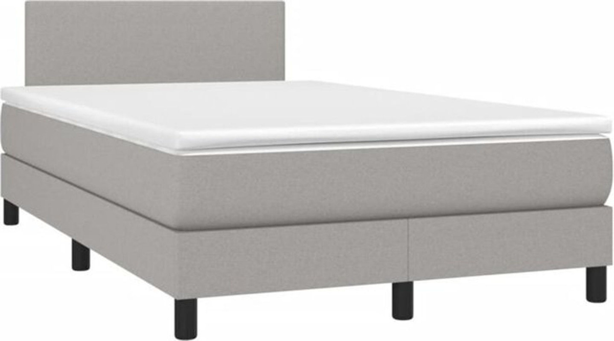 vidaxl Boxspringbett mit Matratze aus Stoff in Grau und Weiß, B/T/H: 200 x 120 x 78 cm - Bild 1