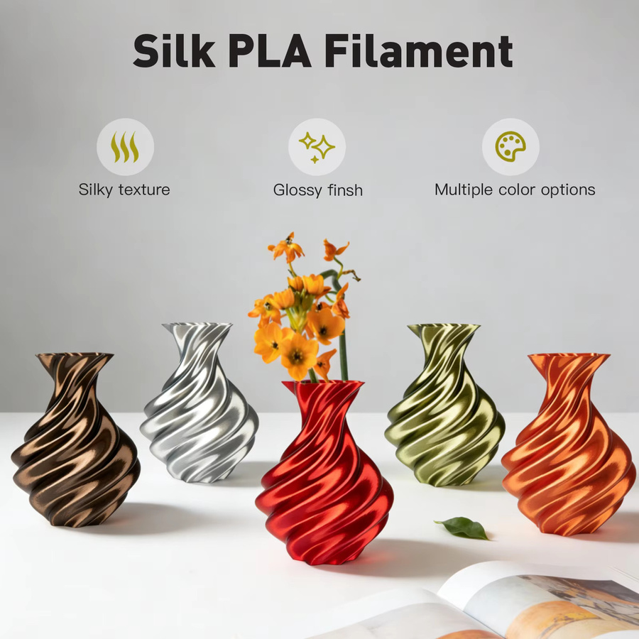 ERYONE Ultra-Seide PLA 3D-Drucker Filament 1,75mm Silber, 1kg Spule - Bild 2