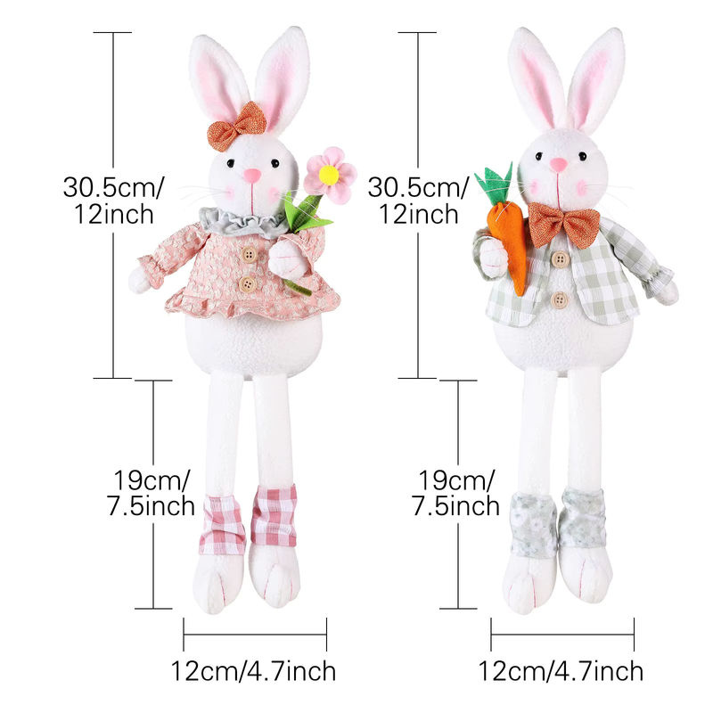 Mehrfarbige gefüllte Osterhase-Statue aus Textil als Kaninchen-Skulptur für Garten, Büro und Innenhof - Bild 2