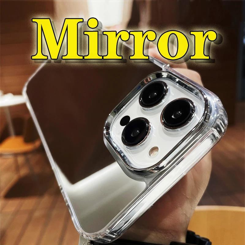 Transparente Silikon Handyhülle mit integriertem Kosmetikspiegel für Apple iPhone 15, 14, 13, 12, 11, XS, XR, Pro und Pro Max - Bild 3