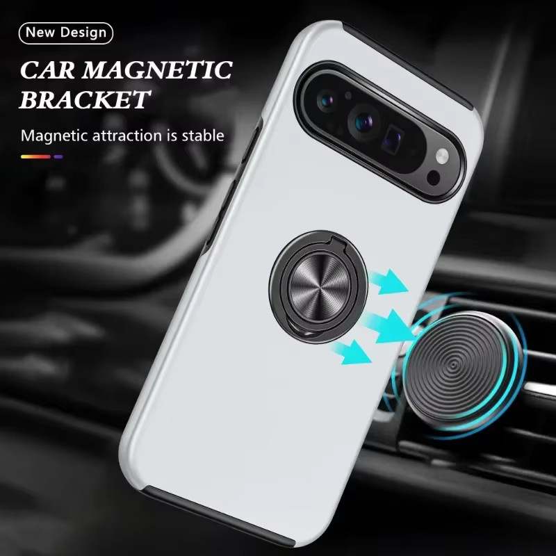 Stoßfeste Google Schutzhülle mit magnetischer unsichtbarer Ringhalterung für Google Pixel 10, 9, 8 und A Pro XL in Schwarz oder Weiß - Bild 2