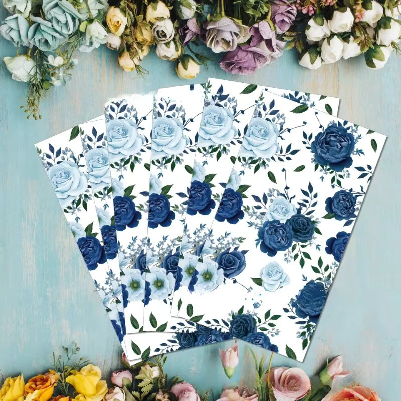 GUANYAO Vintage Blaue Blume Seidenpapier Tischsets für Hochzeit und Geburtstag, 20er Paket, B: 33 cm x H: 40 cm - Bild 2