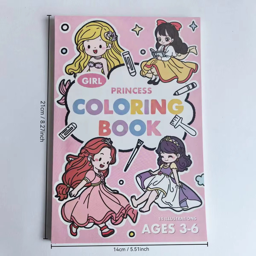 Kreatives Malbuch mit 14 Illustrationen zu den Themen Prinzessinnen und Transport, pink, mit abnehmbarem Loseblatt-Ring - Bild 2