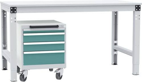 Manuflex BASETEC Schubfachschrank SP1193.5021 mobil mit 4 Schubfächern, Farbe: Wasserblau RAL 5021, Nutzhöhe: 40 cm - Bild 1