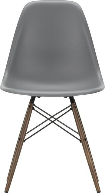 Vitra DSW Eames Plastic Side Chair in Grau mit Holzbeinen - Bild 1