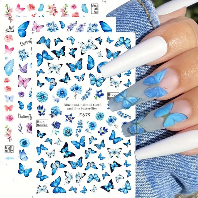 Full Beauty Nagelkunst-Aufkleber, Schmetterlings-Design, 6 Stück, Glänzend - Bild 1