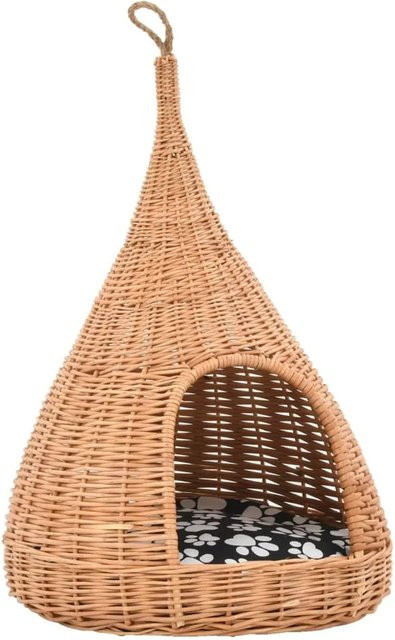 vidaXL Katzenhaus Tipi aus Naturweide mit Kissen B/T: 40 x 60 cm - Bild 1