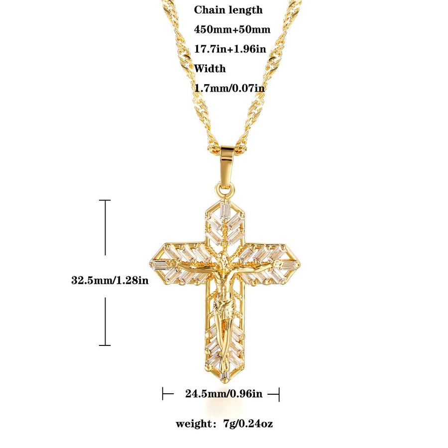 Jesus-Anhänger-Halskette, 14 Karat Gold, verkupfert, Unisex - Bild 2