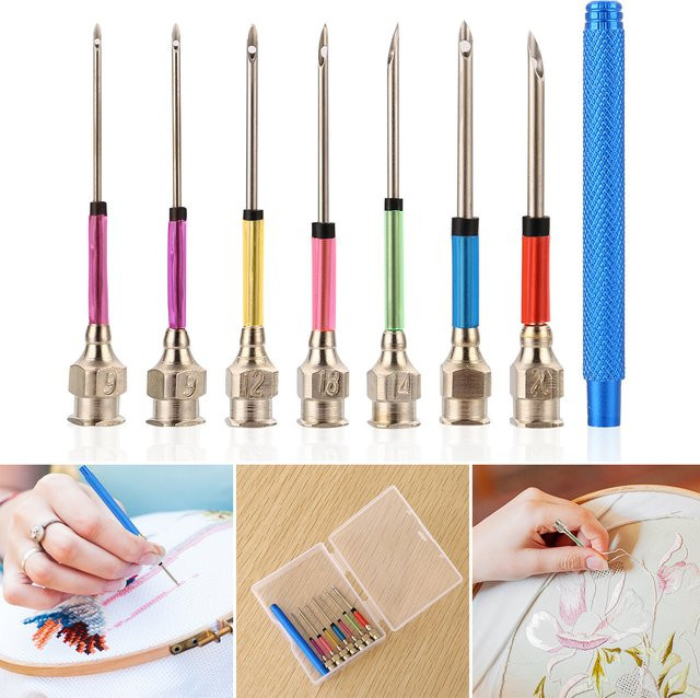 Ergonomisches Handnähnadel-Werkzeugset aus Metall mit Griff für Stickerei und DIY-Bastelarbeiten - Bild 1