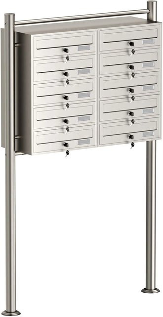 Wiltec Briefkastenanlage aus Edelstahl mit 10 Fächern (2x5) als Standbriefkasten - Bild 1