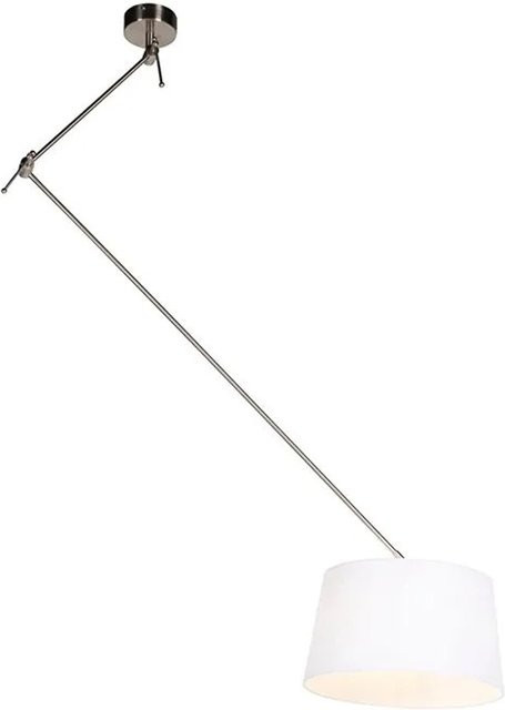 QAZQA Hängelampe Blitz I mit weißem Leinenschirm aus Stahl, Durchmesser: 35 cm - Bild 1