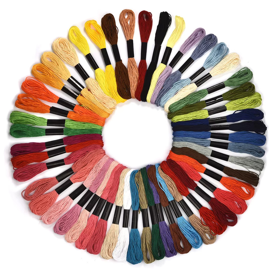 Stickgarn Set für Kreuzstich und DIY Bastelarbeiten in 24 bis 100 Farben, 8m Stränge, Multicolour - Bild 4