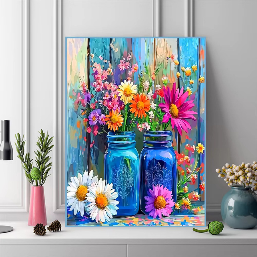 Momoart Diamant-Mosaik-Blumenbild mit Gänseblümchen als Strass-Kunsthandwerk für dein Zuhause - Bild 3