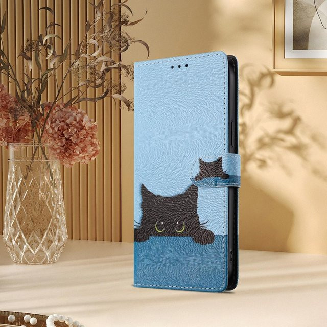 Motorola Handyhülle aus Leder mit Blumenmuster als Brieftasche in Blau für Moto Edge 70 60 50 40 30 Pro Fusion Neo Ultra Stylus - Bild 1