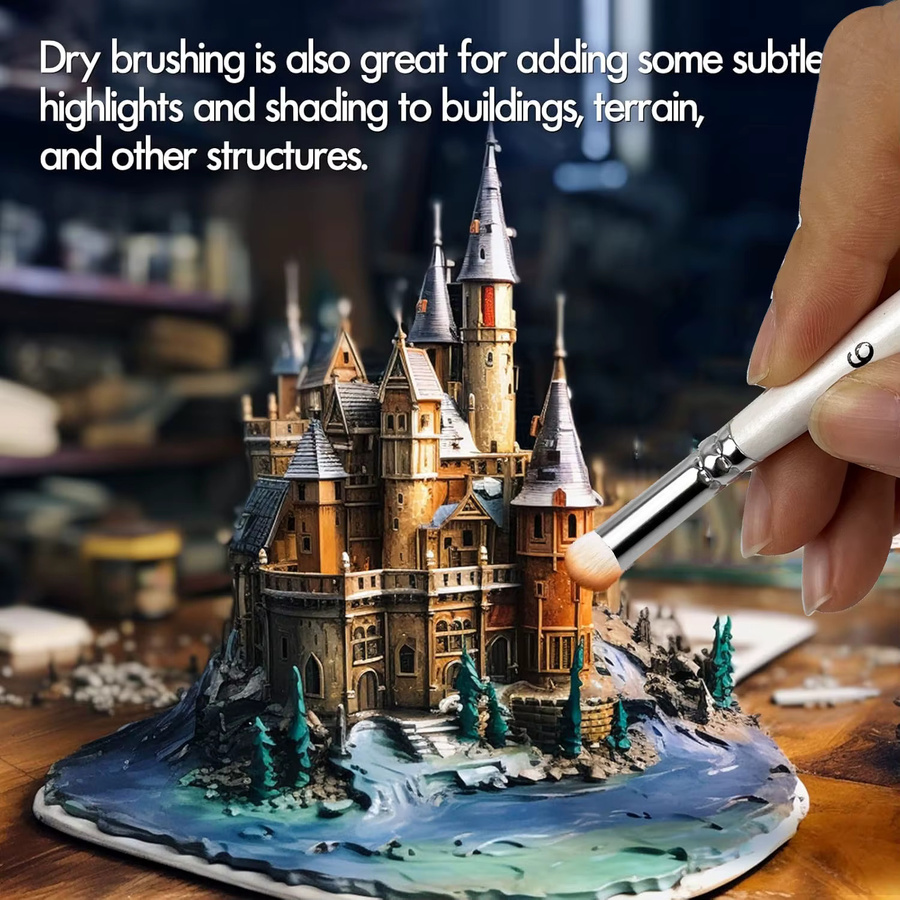 Miniatur-Pinselset mit Holzgriff in Weiß für Feindetails bei Acryl, Aquarell, Emaille und Modellbau in den Varianten 3, 6, 11 oder 14 Teile - Bild 3