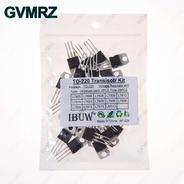 28er Set TO-220 Transistor Kit mit 14 Werten wie L7805, L7812 und LM317 für industrielle Stromversorgung und DIY-Projekte in Schwarz - Bild 1