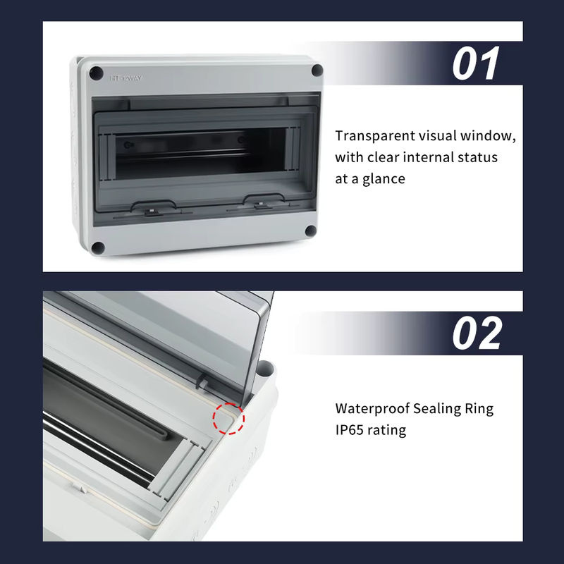 DIY GO Verteilerkasten aus ABS-Kunststoff mit transparentem Fenster, IP65 wasserdicht, grau, Wandmontage für den Außenbereich - Bild 5