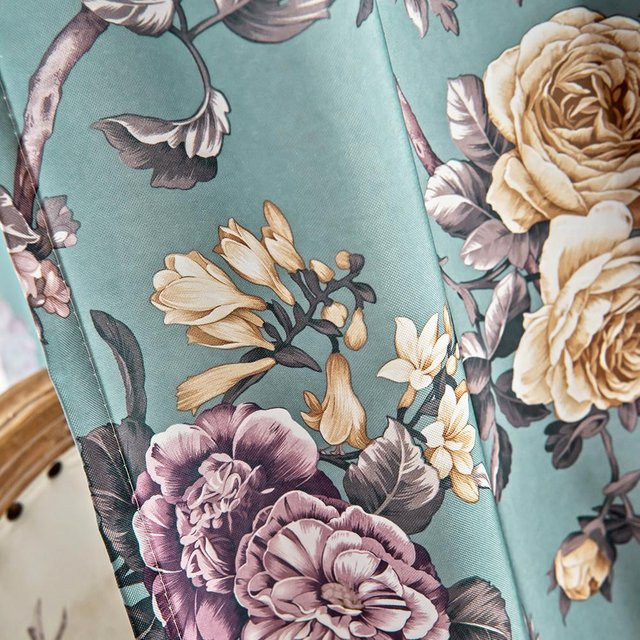 NAPEARL Verdunkelungsvorhang mit Blumenmuster in Grün, B: 100 cm, L: 260 cm - Bild 1