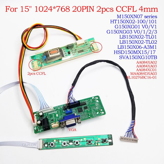 GLZLDY Controller-Board-Kit für M150XN07 HT150X02 G150XG01 mit 8bit LVDS, 2 CCFL Inverter und VGA Anschluss für DIY Industrie-Anzeigen - Bild 1