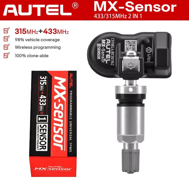 Autel MX Sensor 2in1 TPMS Reifendruckkontrollsystem Schwarz, programmierbar, 315 MHz + 433 MHz Universal-Sensor - Bild 1