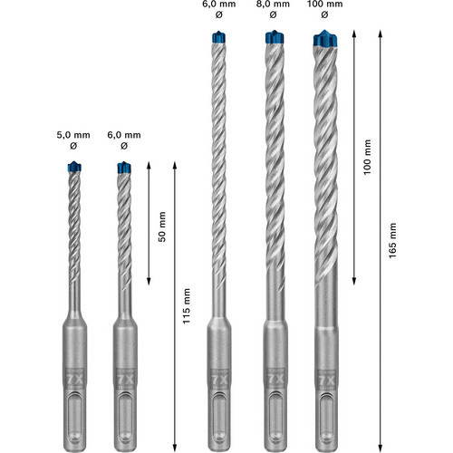 Bosch Expert SDS-plus-7X Hammerbohrer-Set, 5-teilig, blau/silber, mit Carbide-Spitze für Beton und Stahlbeton - Bild 3