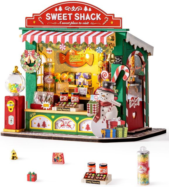 Robotime Weihnachts-Süßigkeitsständer, DIY-Miniatur-Set, Holzmodell, ab 14 Jahren - Bild 1