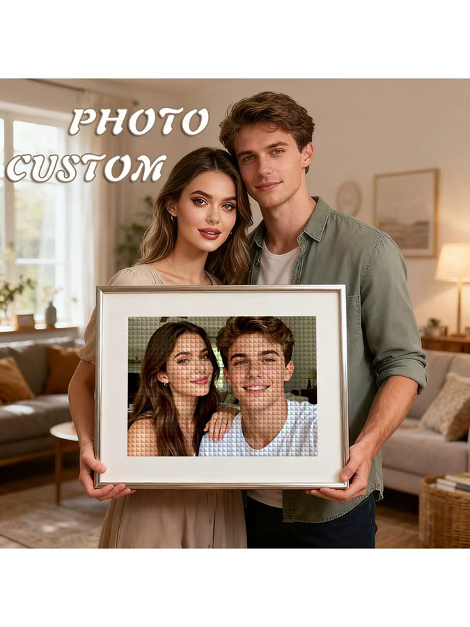 EverShine DIY 5D Diamant Malerei Set mit personalisiertem Foto, Rund geschliffene Bohrer, Mosaik Stickerei Kit, Mehrfarbig, B/H: 20 x 20 cm - Bild 3