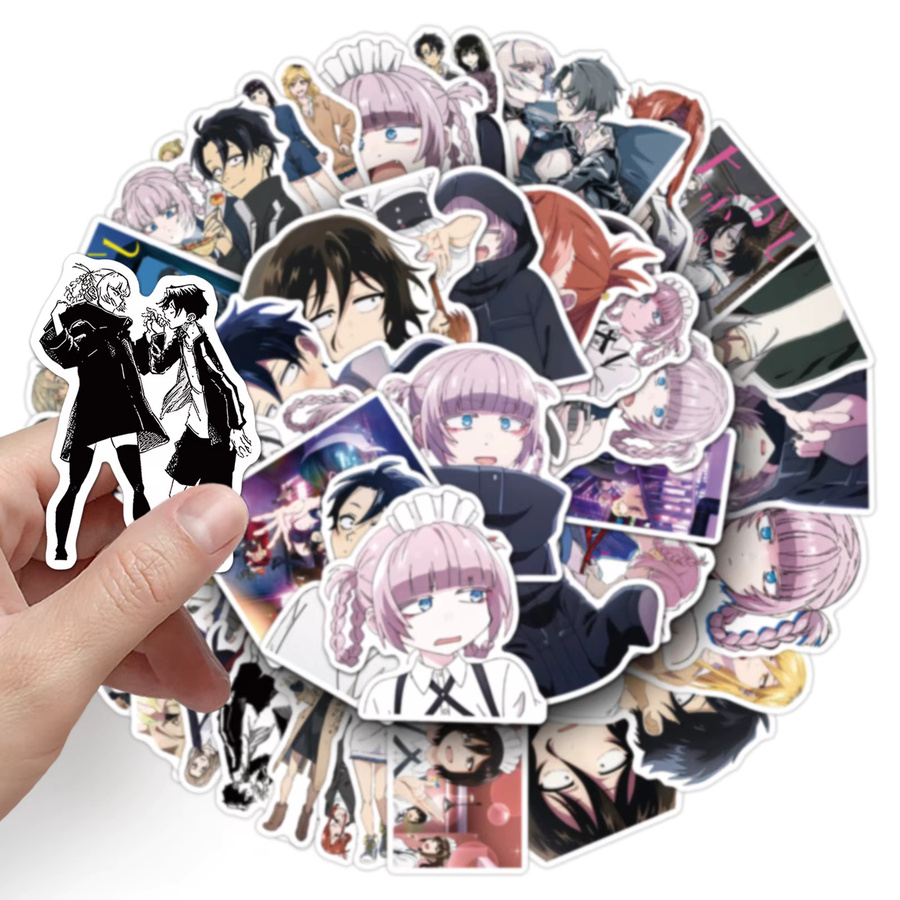 50 Stück Japanische Anime Yofukashi No Uta Graffiti Aufkleber wasserdicht in Multicolour für Koffer, Laptop und Scrapbook - Bild 2