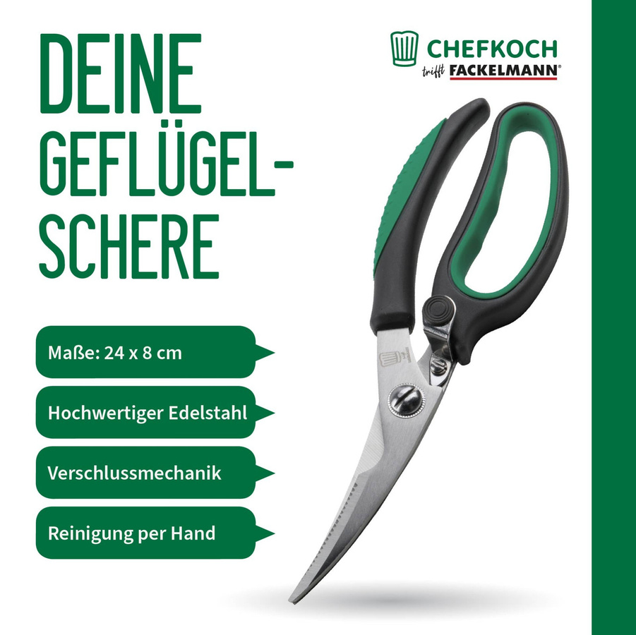 Fackelmann Geflügelschere Softgrip aus Edelstahl in Silber, Länge: 24 cm - Bild 3