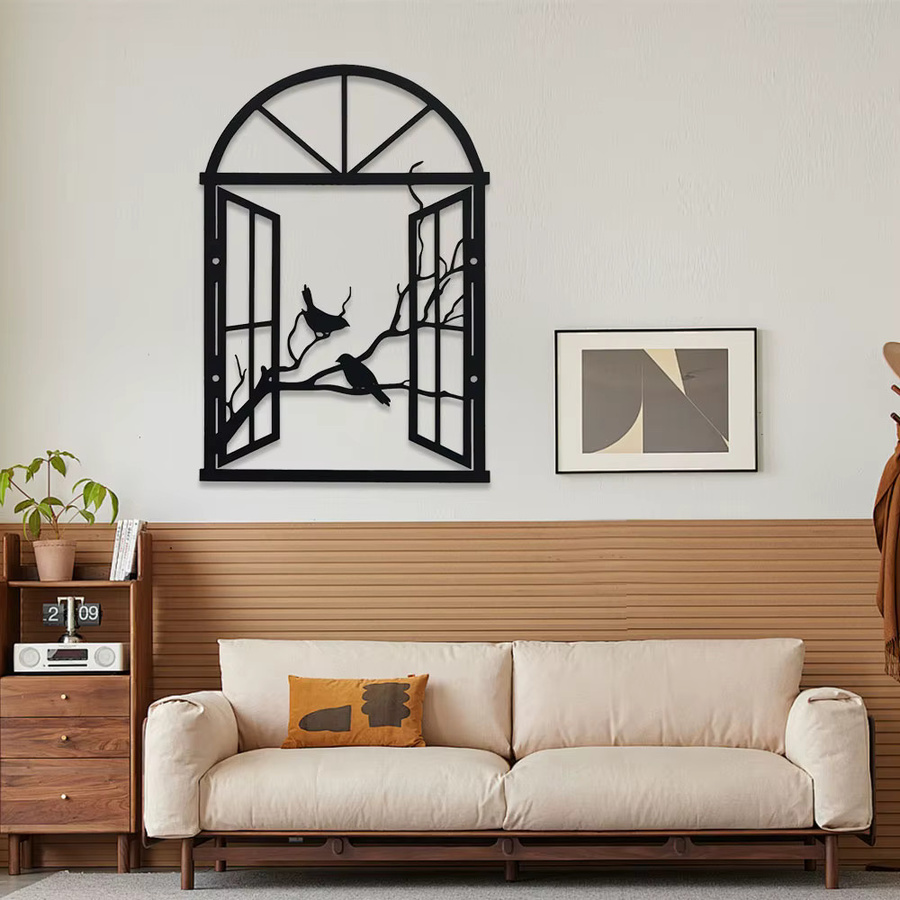 DDPNKL Art-Deco-Vogelskulptur aus Metall in Schwarz als dekorative Wandkunst für Innen und Außen - Bild 3