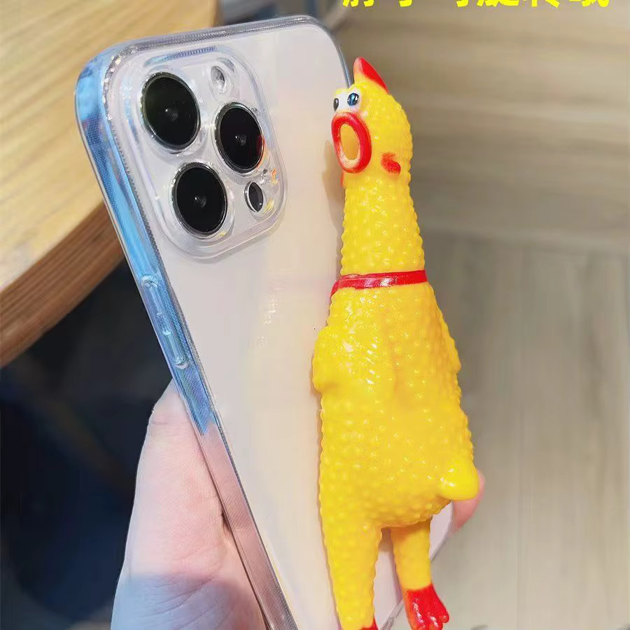 Lustige 3D Mini Scream Chicken Handyhülle aus Silikon für iPhone Modelle - Bild 3