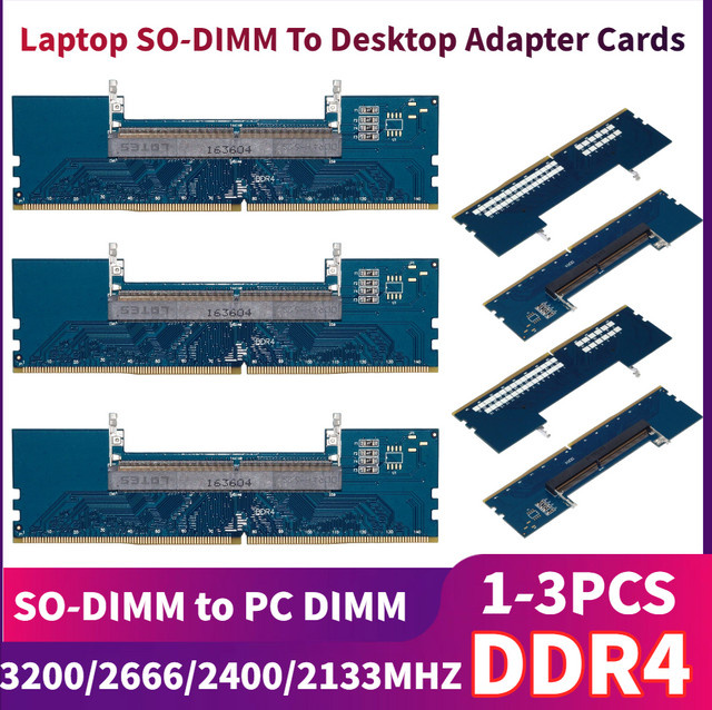 ALLOYSEED RAM Konverter Adapter von Laptop DDR4/DDR3 SODIMM zu Desktop DIMM in Blau - Bild 1