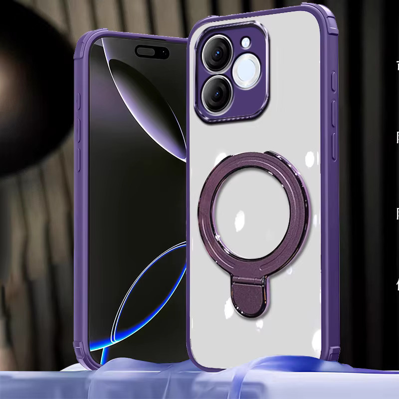 Transparente stoßfeste Silikonhülle mit magnetischer Halterung für Oppo A6 A6X A5 Pro A5X A40 A60 A80 A18 A38 A58 A57 A98 A79 - Bild 1