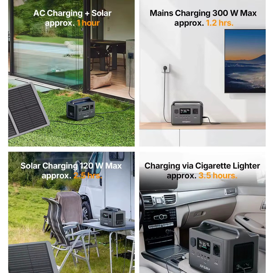 Aferiy AF-P040 Tragbare Powerstation in Schwarz mit 400W/256Wh LiFePO4, 300W AC & 120W Solarladung für Camping, Wohnmobil und Outdoor-Backup - Bild 5